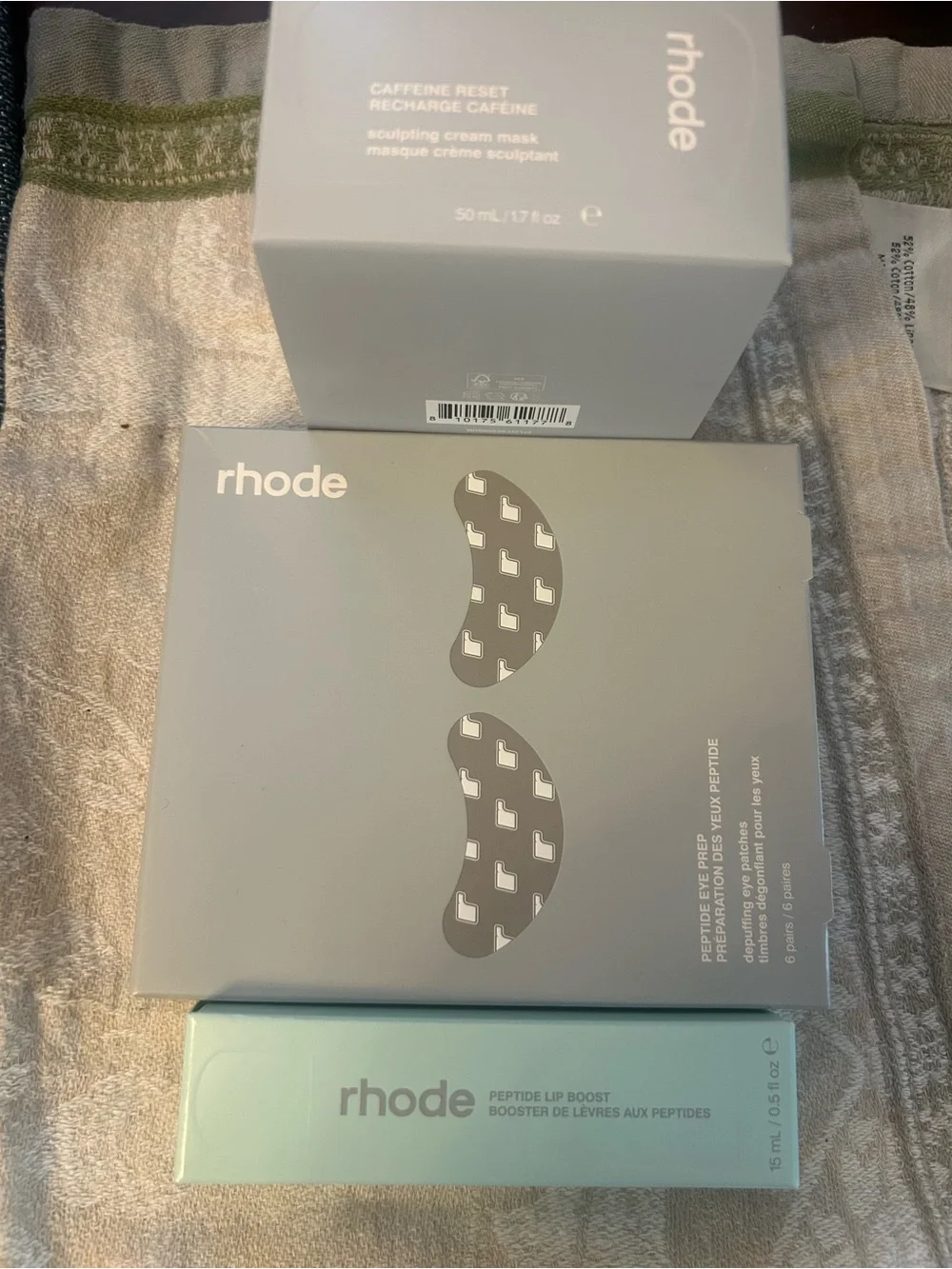 RHODE Peptide Eye Patch, Lip boost & Cream Set in Light Gray